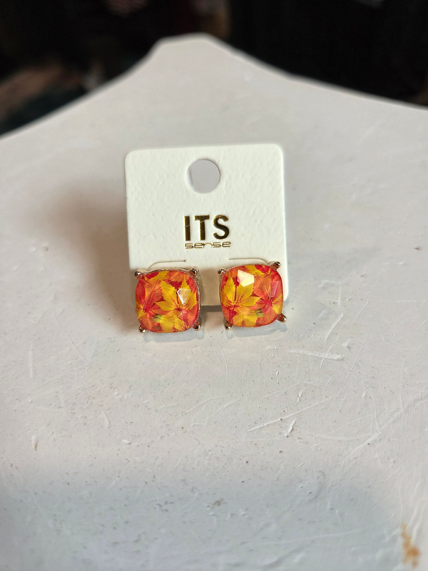 Square Fall Leaf Earrings