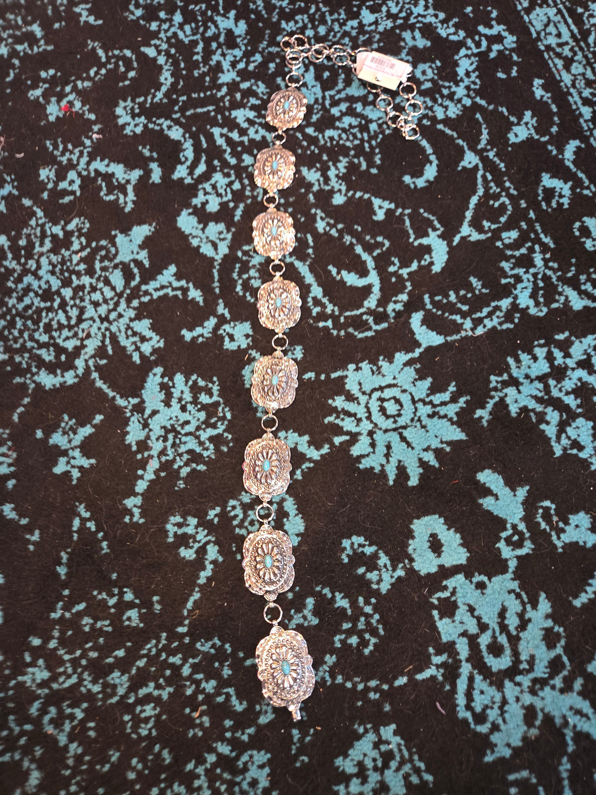 Silver W Turquoise Stones Belt