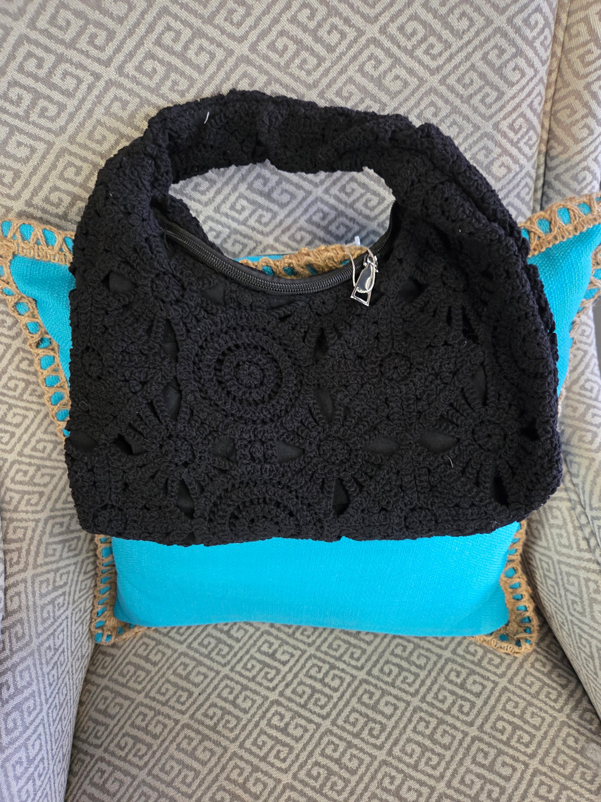 Black Crochet Hand Bag