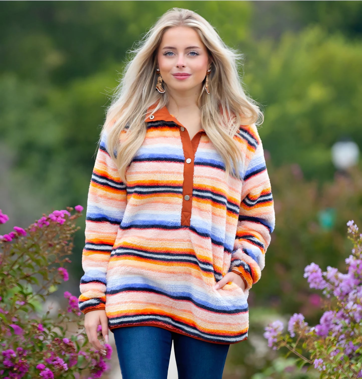 Orange Multi Color Sweater