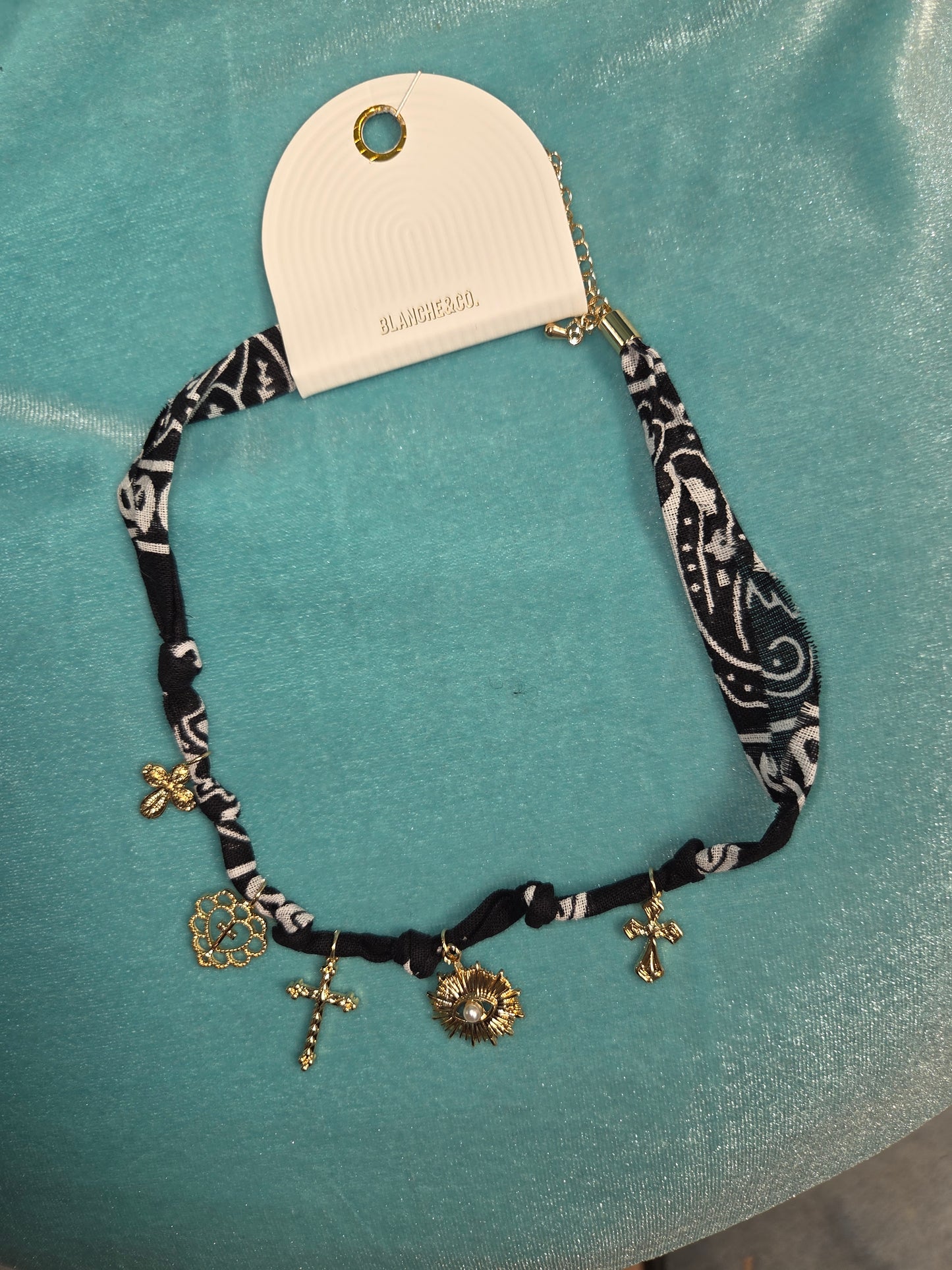 Black Bandana Chocker Charm Necklace