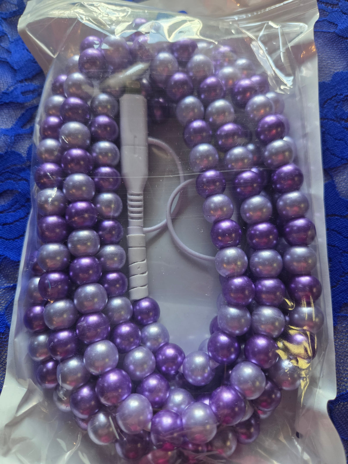 6.5 Ft Purple Bead Charger Cable