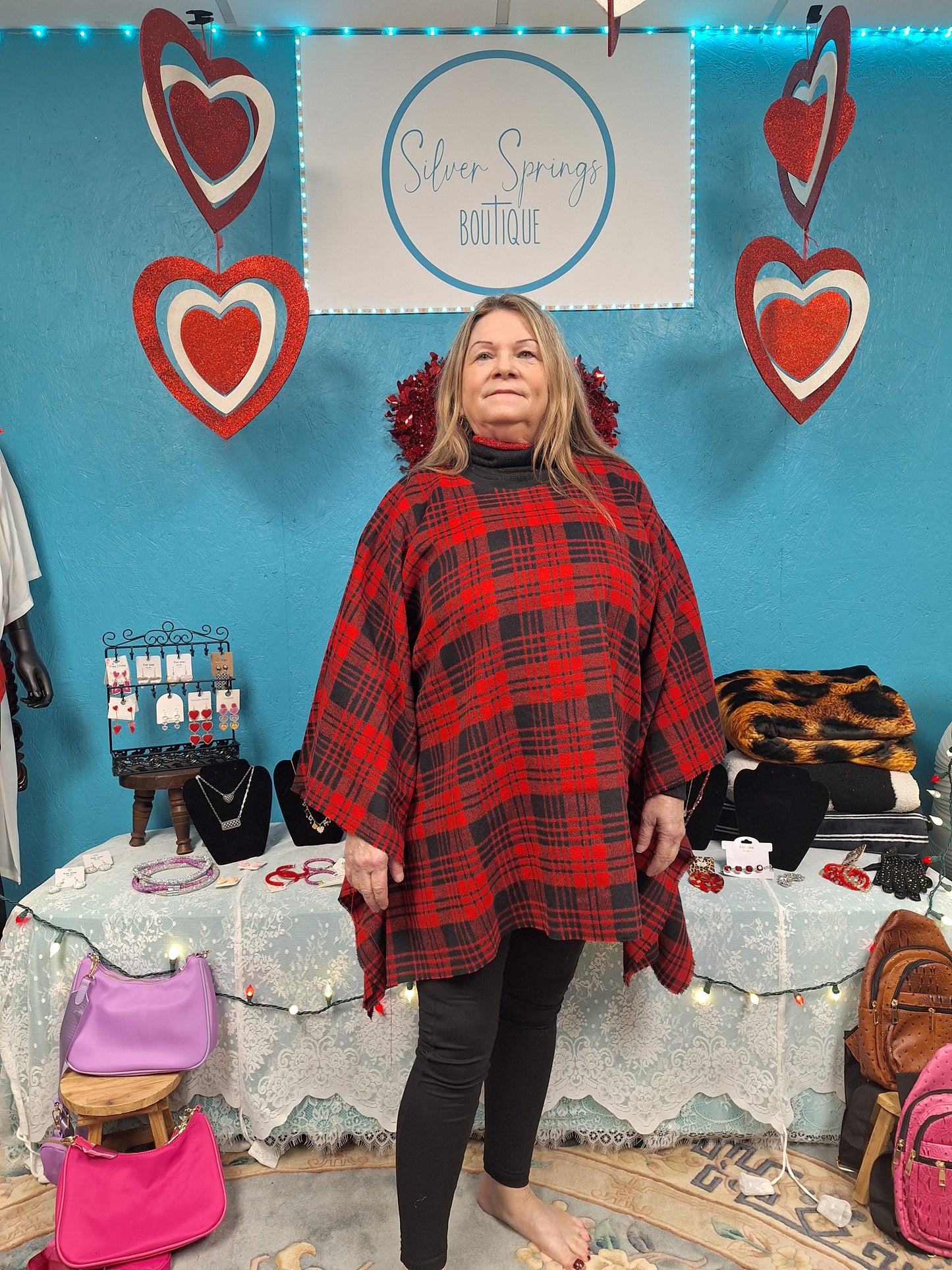 Red Plaid Poncho