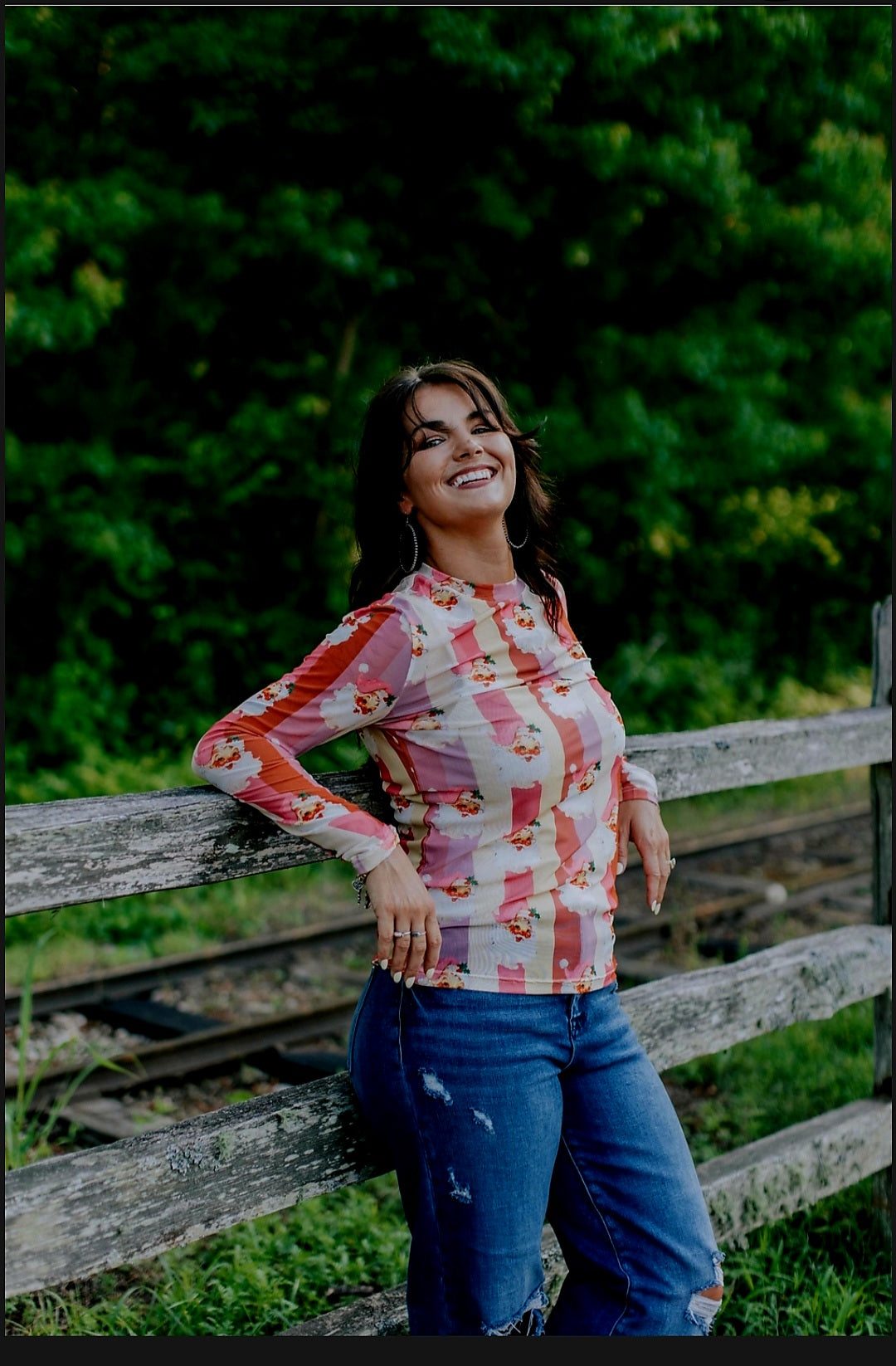 Jolly Santa Mesh Top Striped