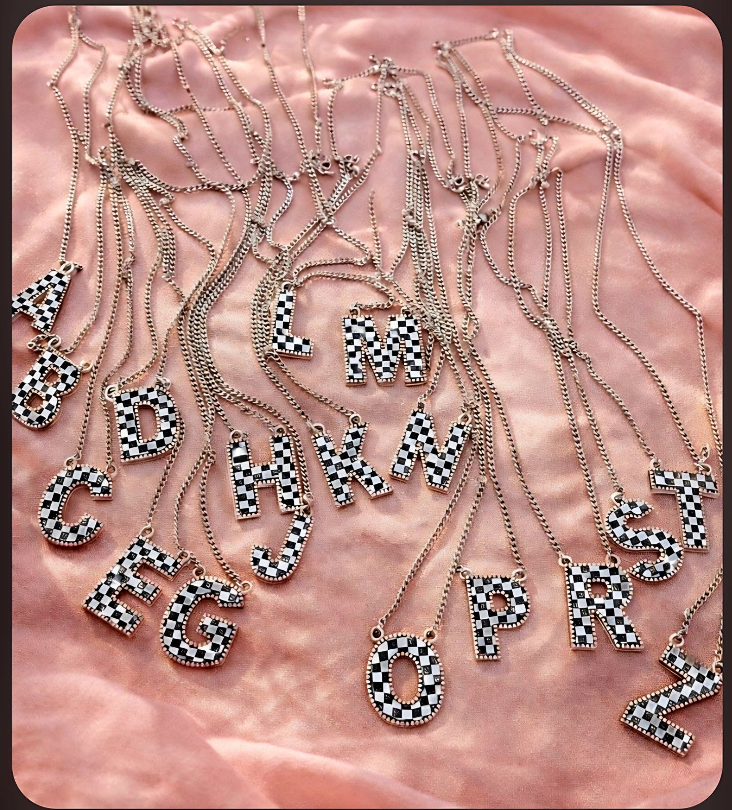 Checkered Initial Necklace