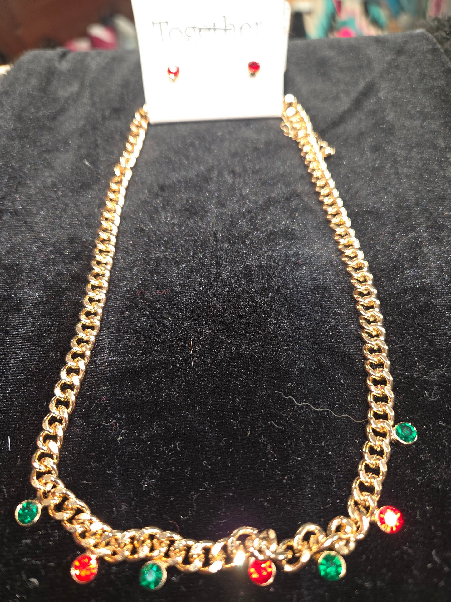 Red/ Green Necklace and Earring Set