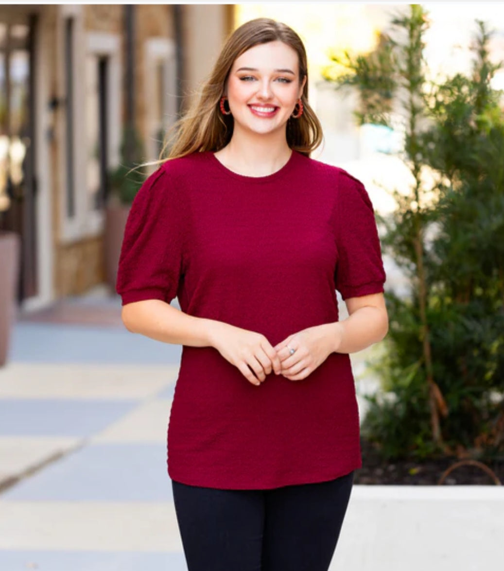 Maroon Puffed Sleeves