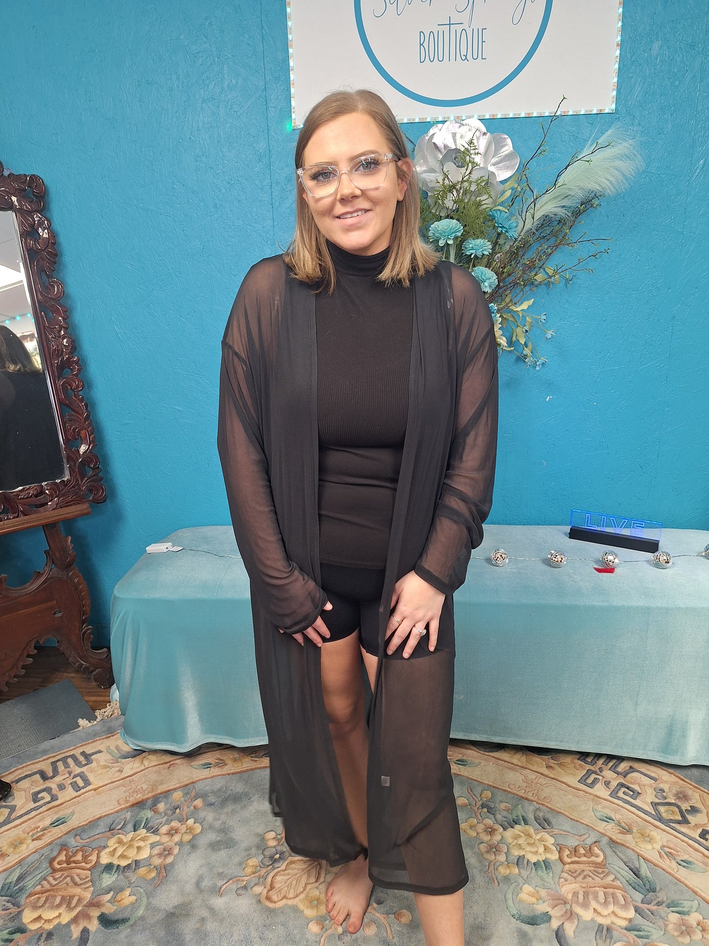 Black Sheer Cardigan Duster