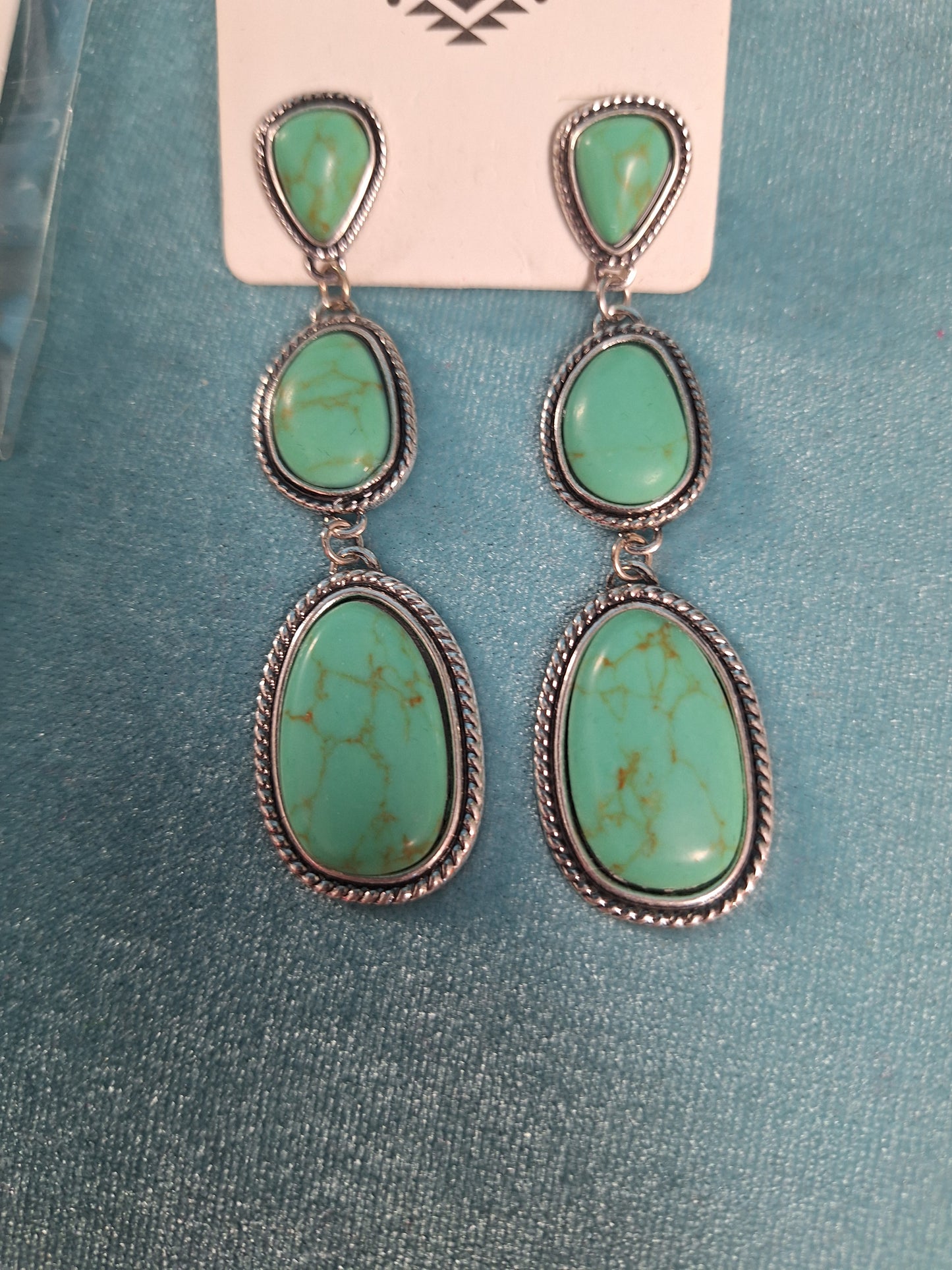 Triple Stone Earrings