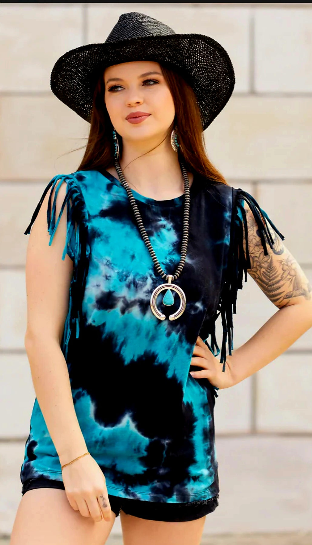 Acid Wash Tank Top With Fringe