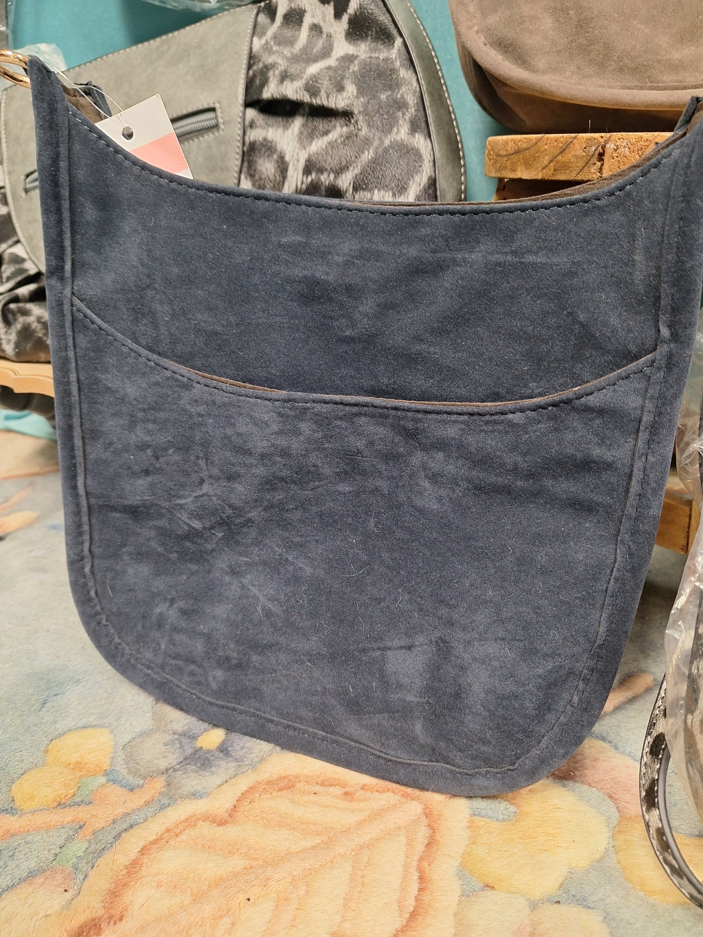 Navy Suede Crossbody
