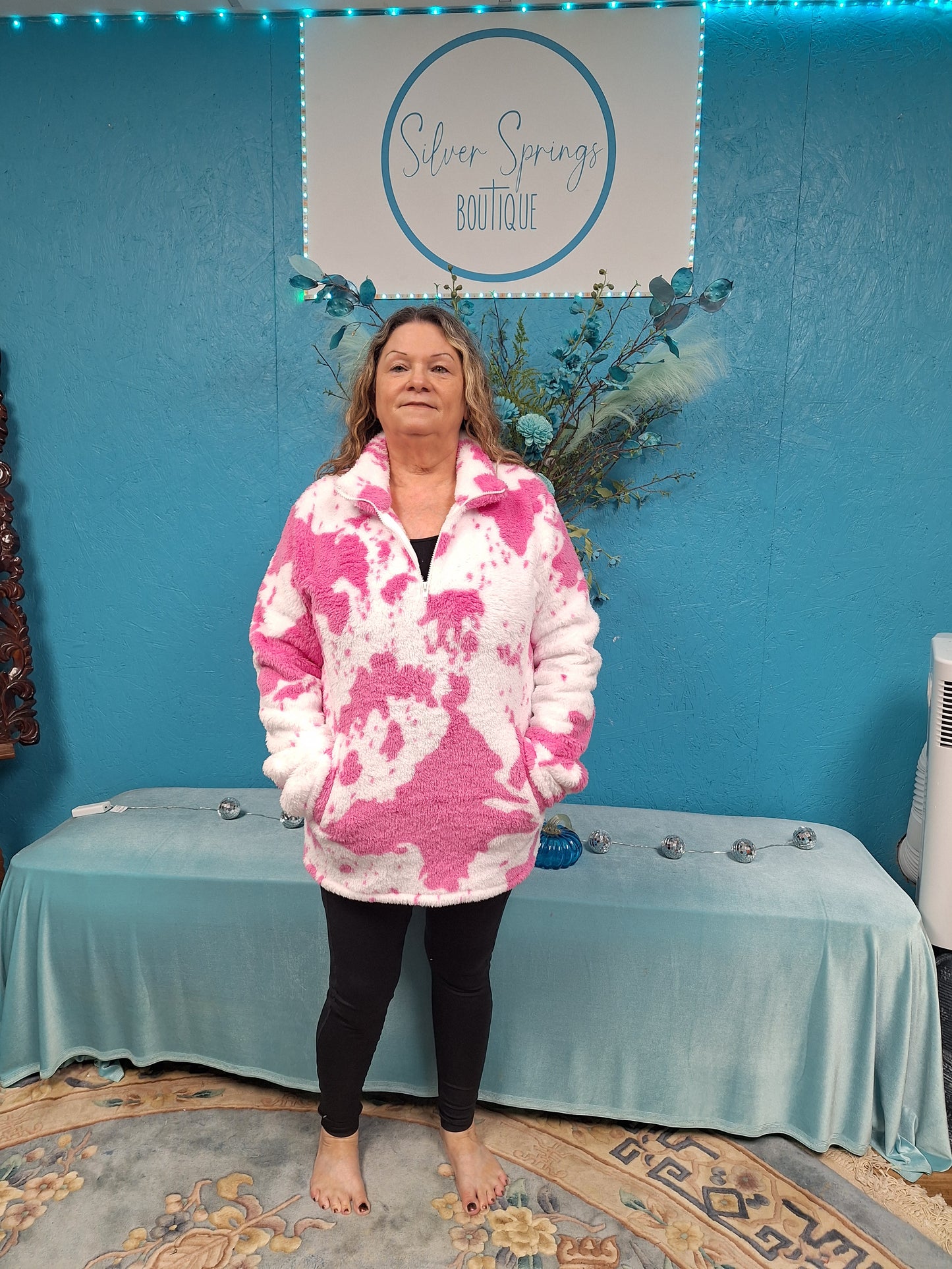 Pink/White Cow Print Pullover