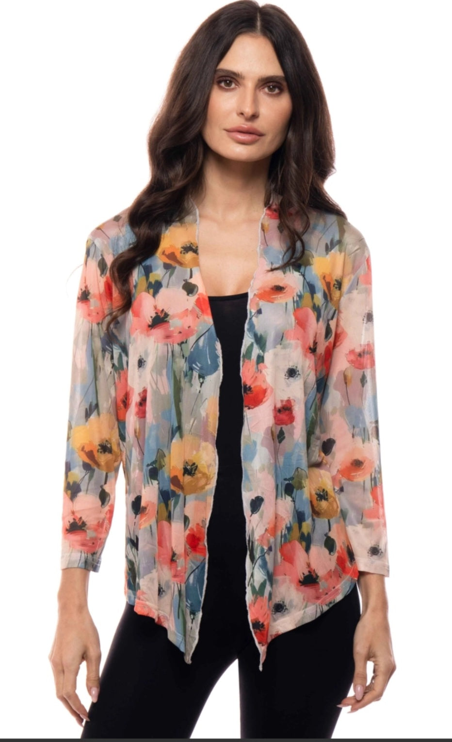 Floral Print Button Up Mesh Top