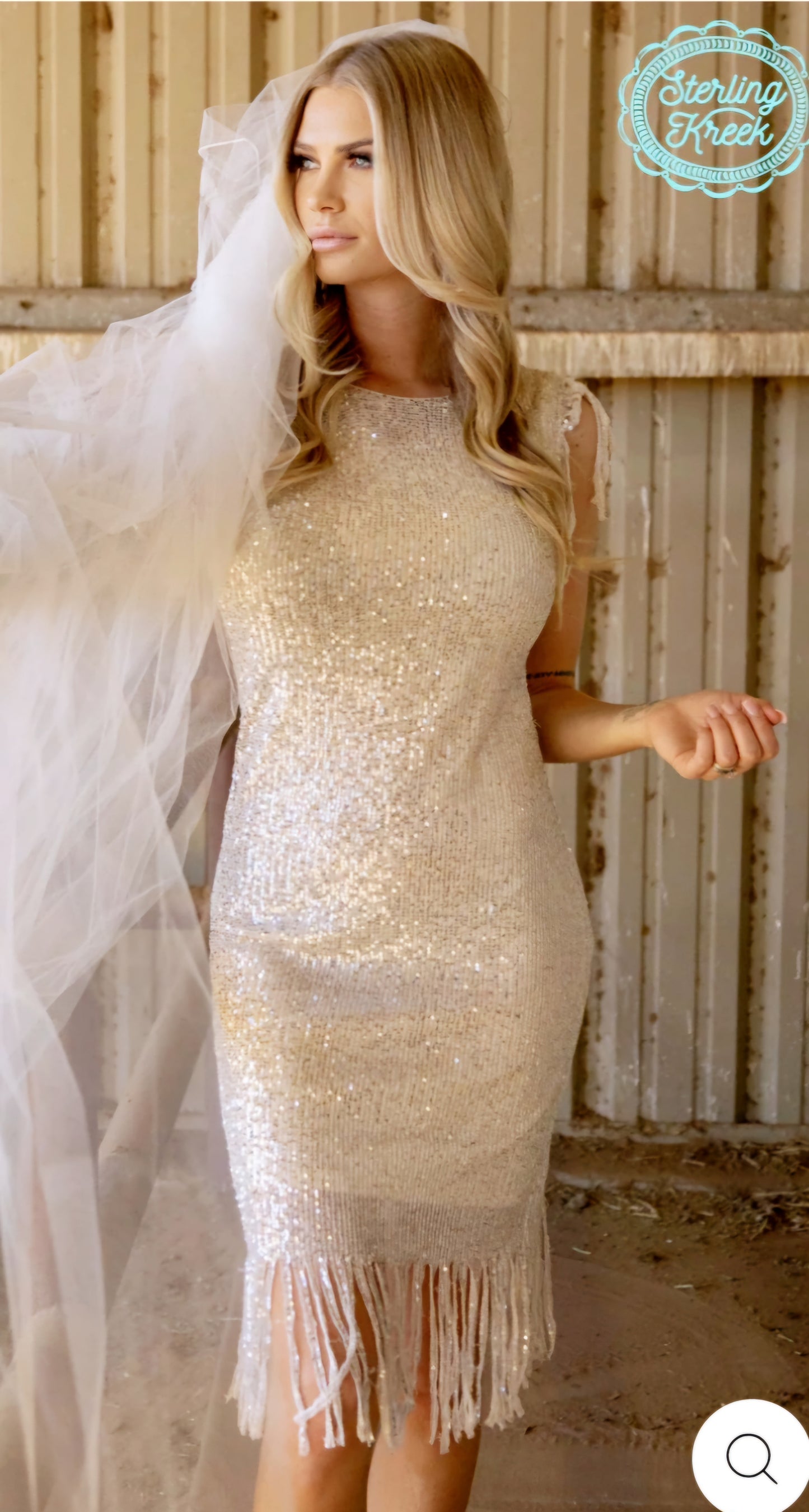Cream Sequin Dress
