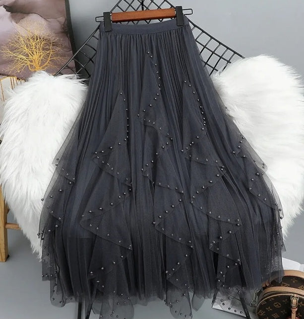 Pleated Beaded Skirt