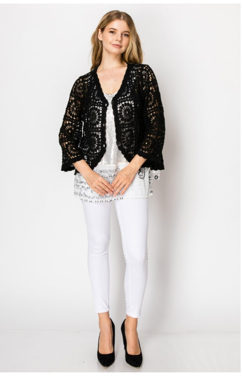 Short Crochet Cardigan with Buttons