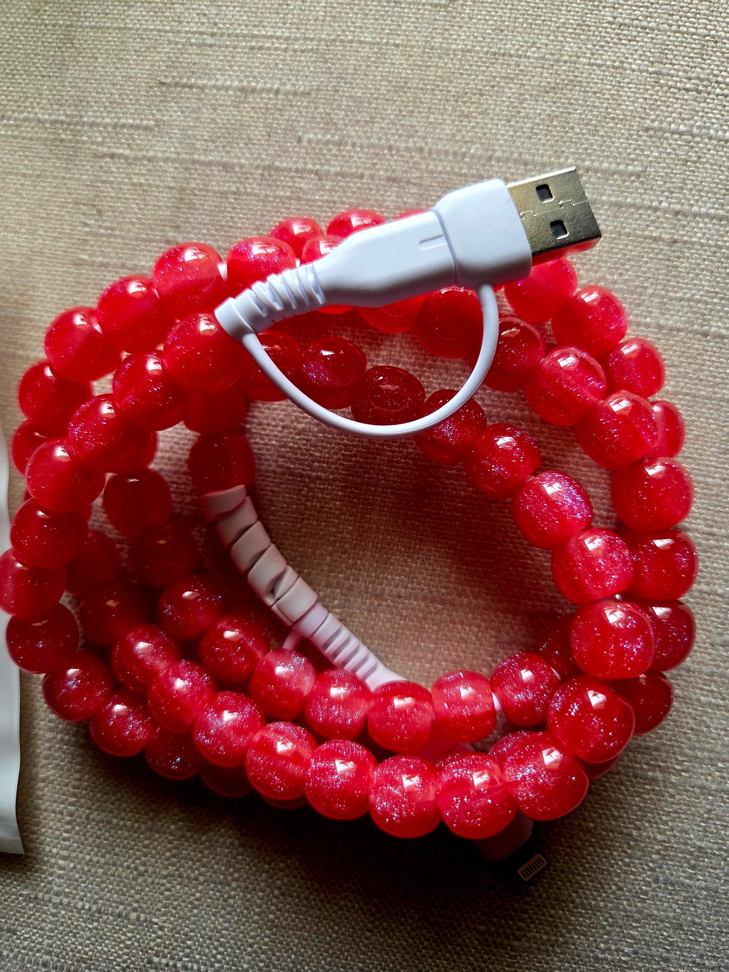 Red Glitter Charging Cord 4 Way Charger