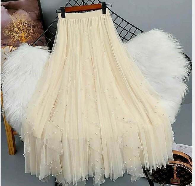 Pleated Beaded Skirt