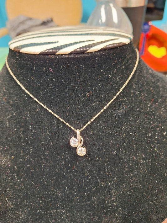 Sterling Silver Double Pendant Necklace