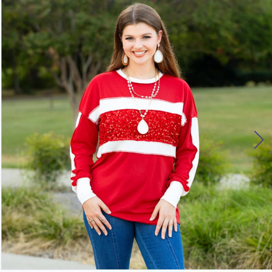 Red White Sequin Shirt