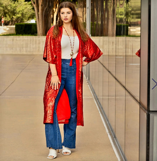 Red Sequin Duster