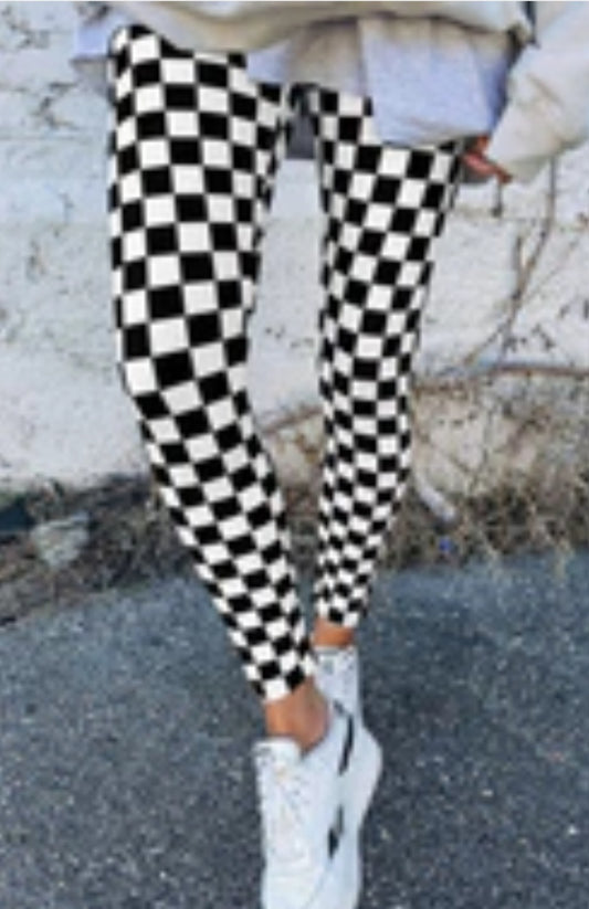 Black Checkered Leggings