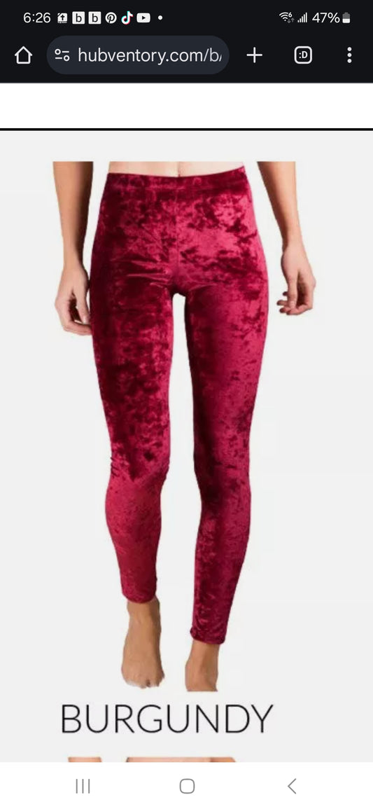 Burgundy Velvet Leggings