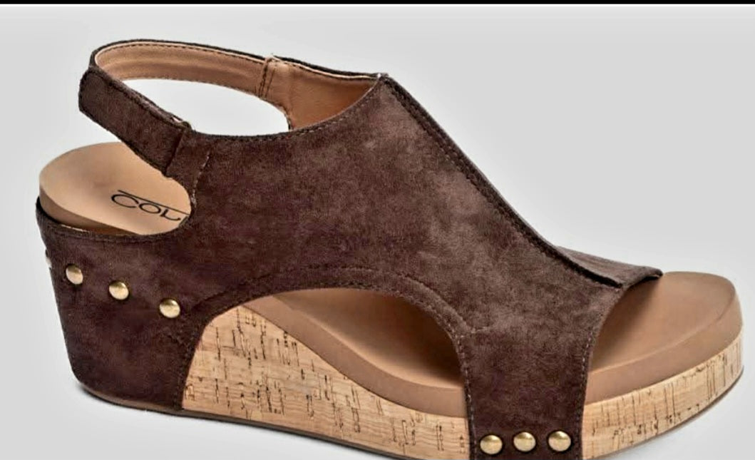 Chocolate Faux Suede Wedge