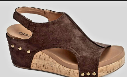 Chocolate Faux Suede Wedge