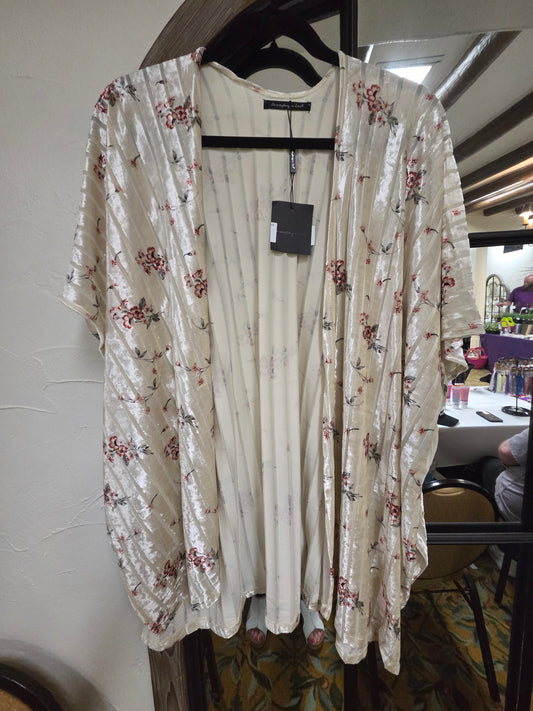 White Cardigan w Small Flowers