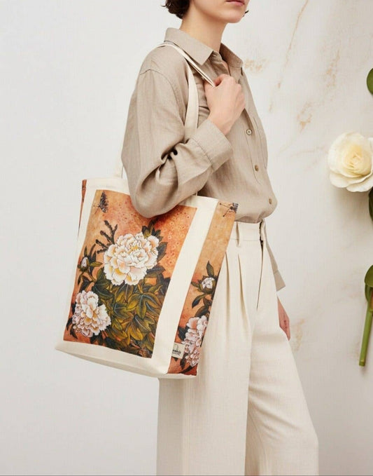 Orange Peony Tote