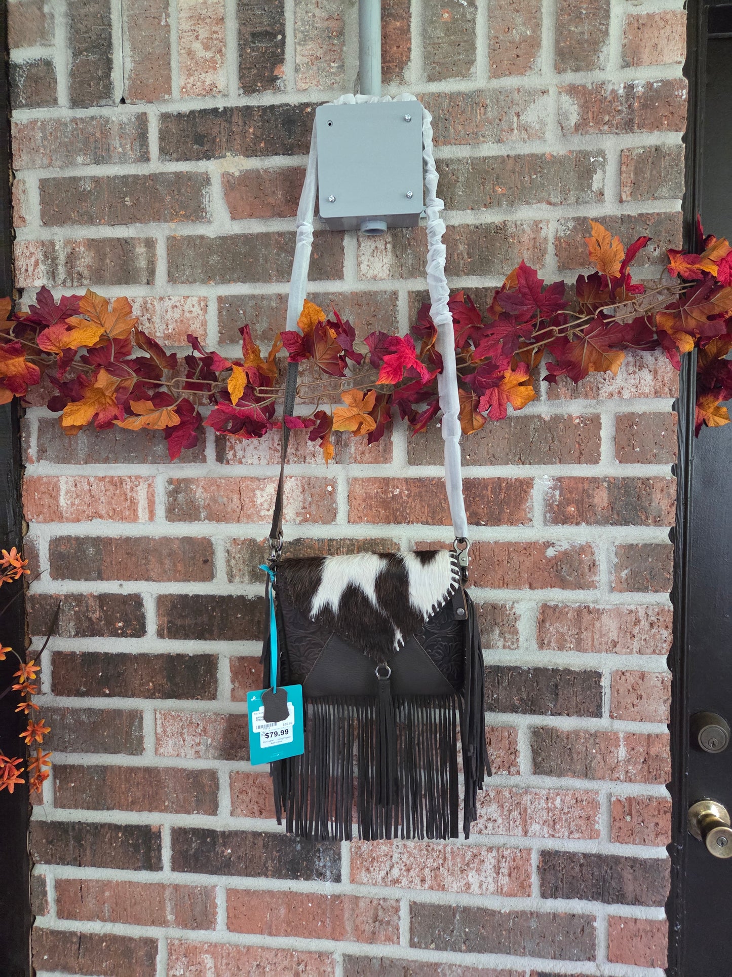 Brown Cow Hide with Fringe Purse