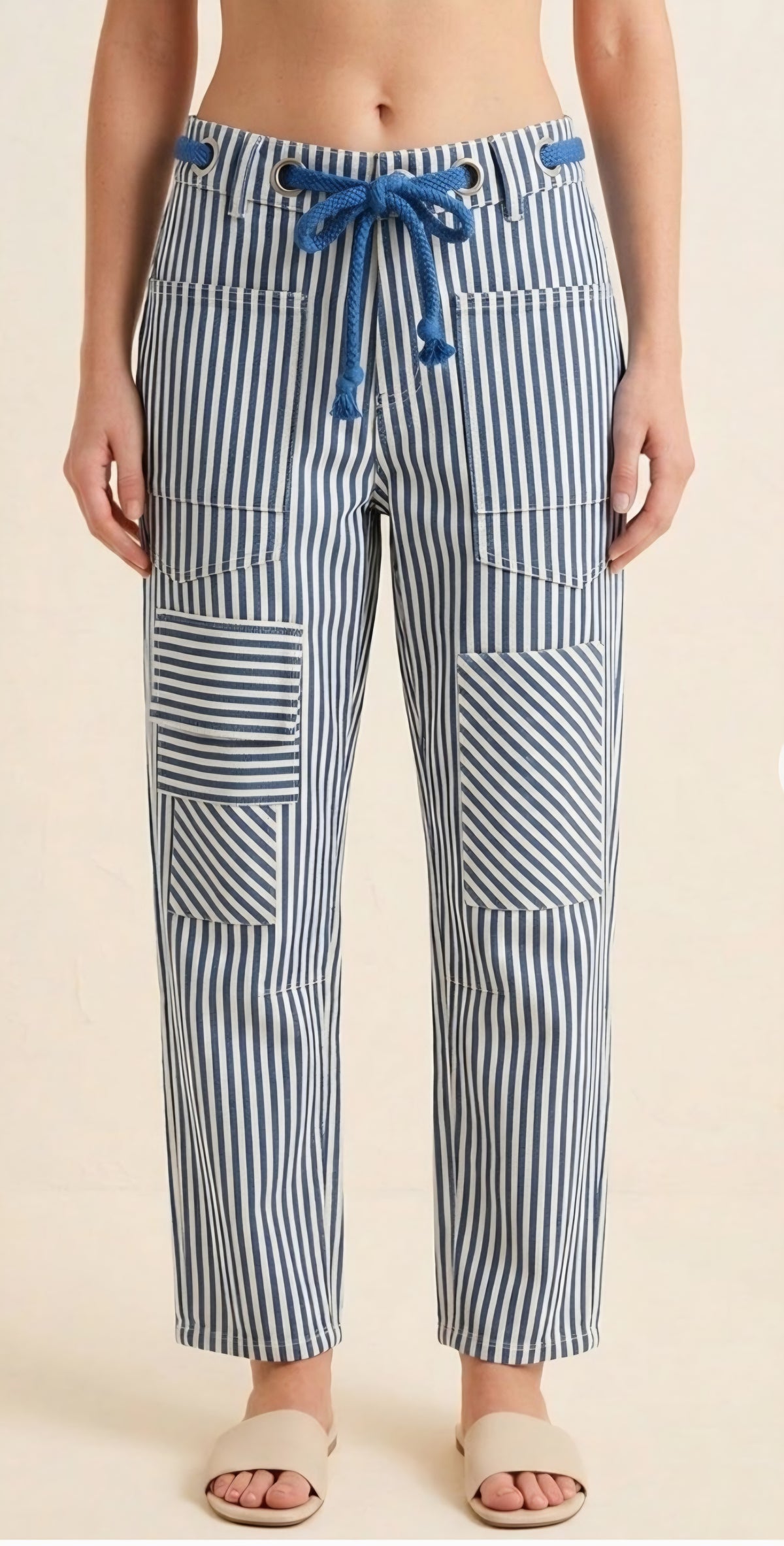 Blue Striped Utility Pants