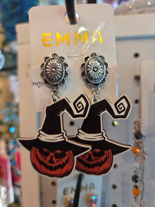 Jack o Lantern Witch Hat Earrings