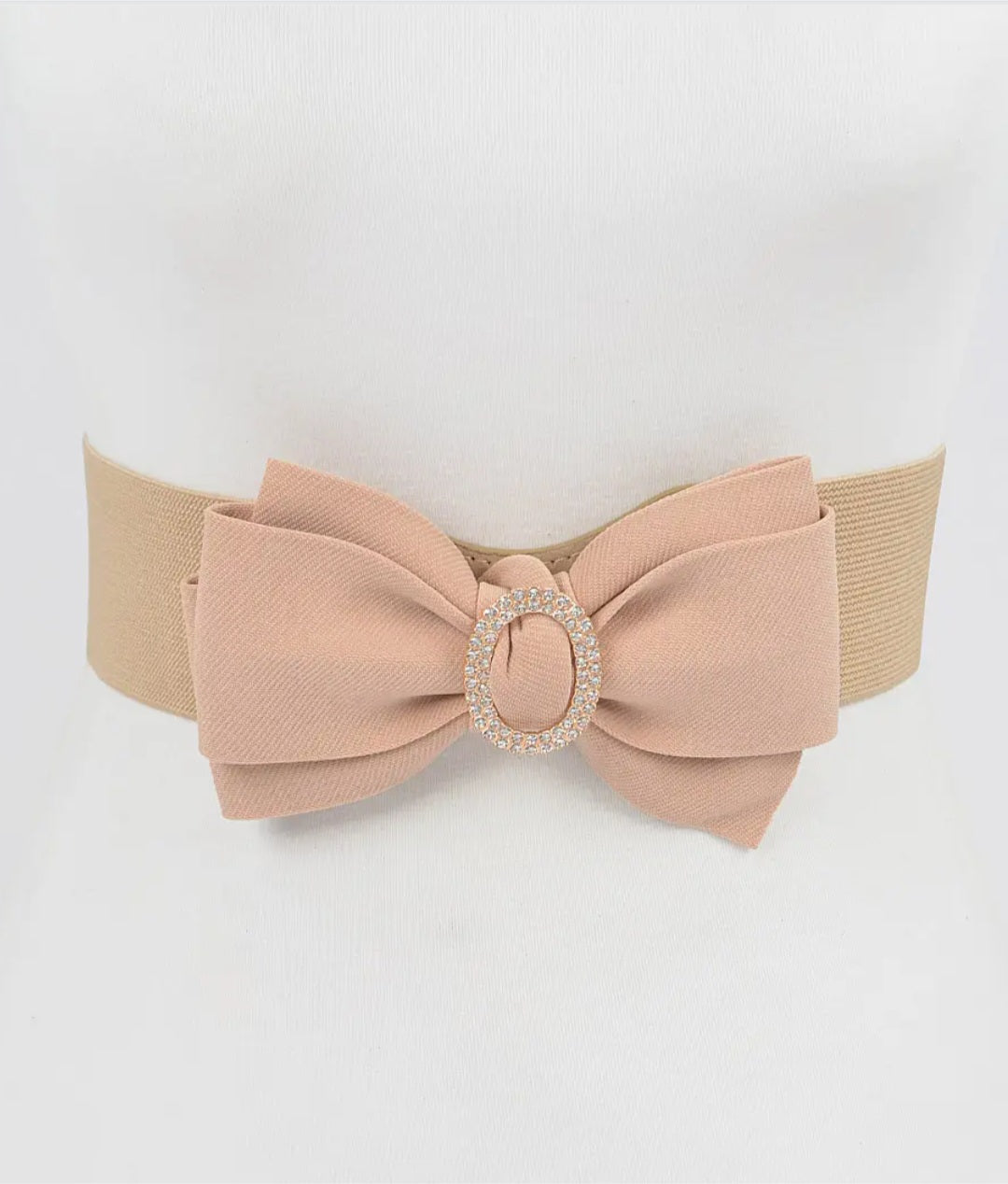 Rhinestone Bow Buckle Stretch Belt
