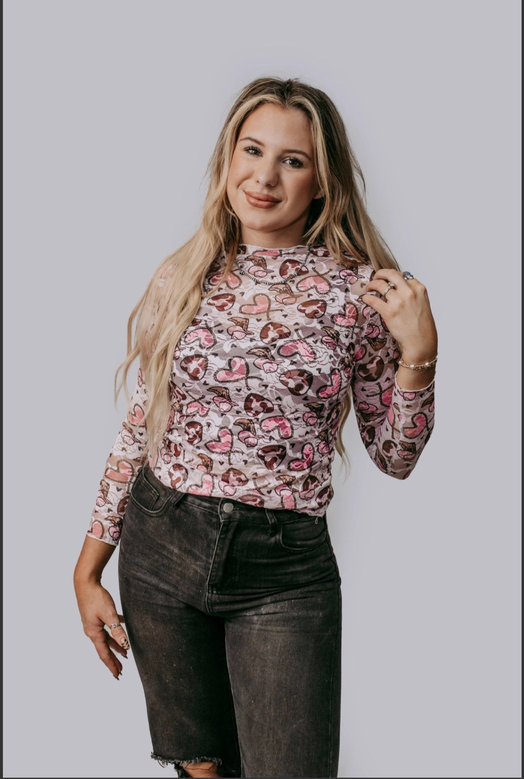 Western Heart Lace Top*