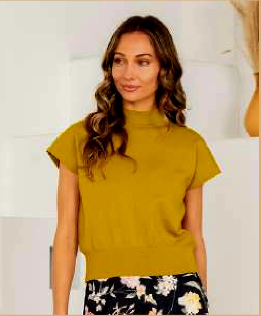 Cap Sleeve High Neck