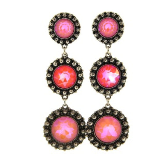 Concho Pink Stone Drop Earrings