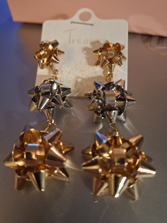 Gold Silver Triple Bows