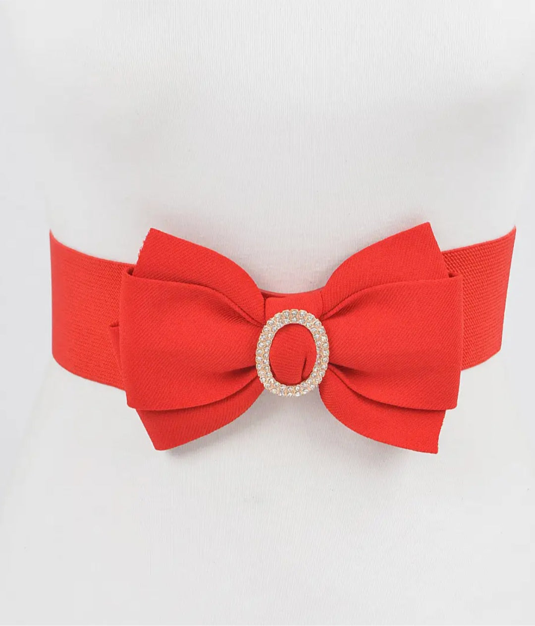 Rhinestone Bow Buckle Stretch Belt