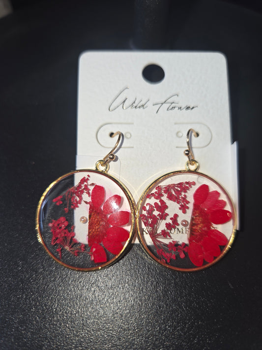 Red Flower Earrings
