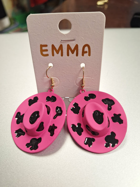 Pink Cowgirl Hat Earrings