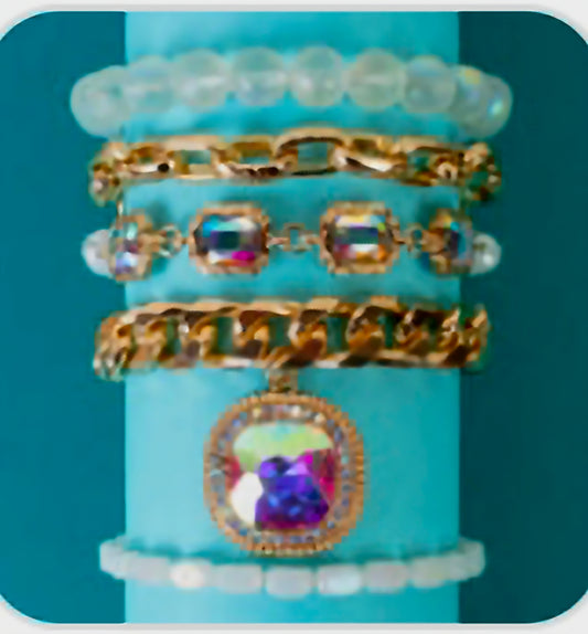Crystal Stacked Bracelet Set