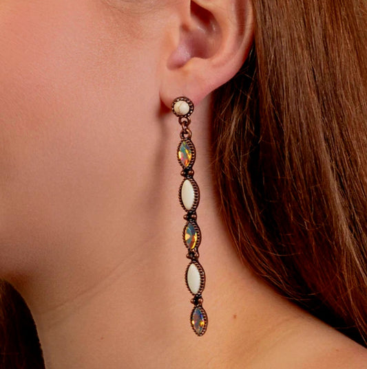 Ivory Iridescent Dangle Earrings