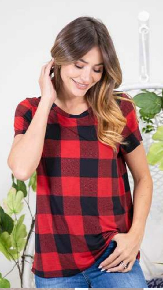 Red/Black Plaid Top