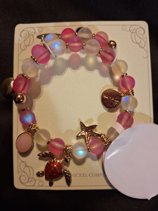 Pink Sea Life Coil Bracelet