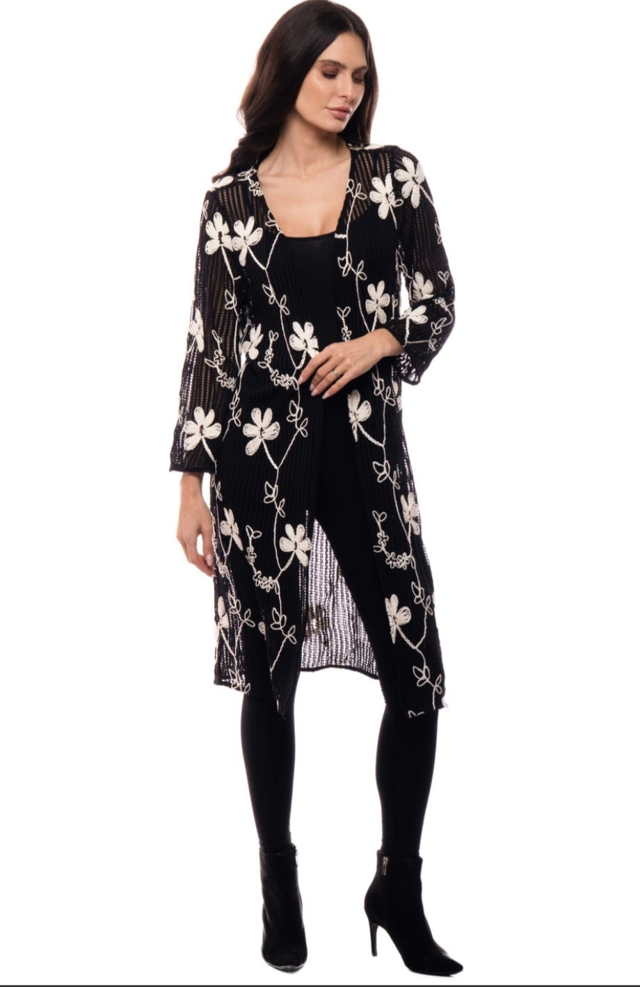 Floral Embroidered Lace Duster