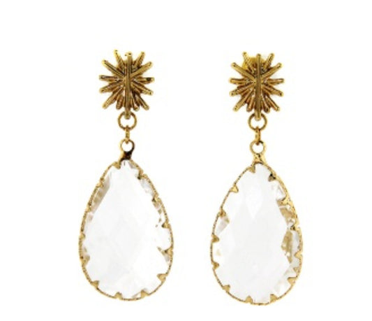 Tear Drop Clear Stone Earrings