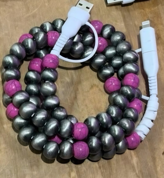 4 Way Charger Silver with Fuchsia