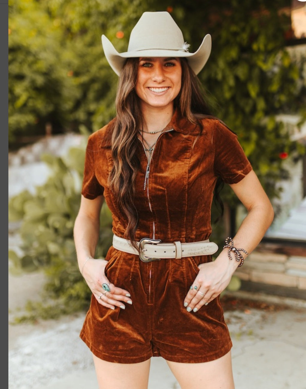 Camel Corduroy Romper*